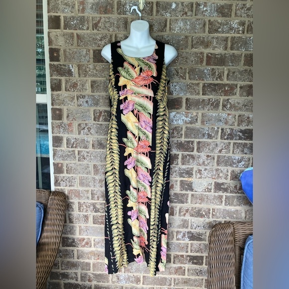 Vintage Dresses & Skirts - Vintage Hawaiian Maxi Dress, Tropical Print, Hilo Hattie’s Size 10 1990’s